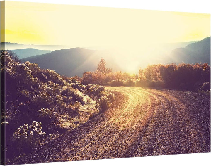 ge Bildet Bild auf Leinwand | Landschaftsbilder - road in forest E in 70x50 cm als Wandbild | Wand-d