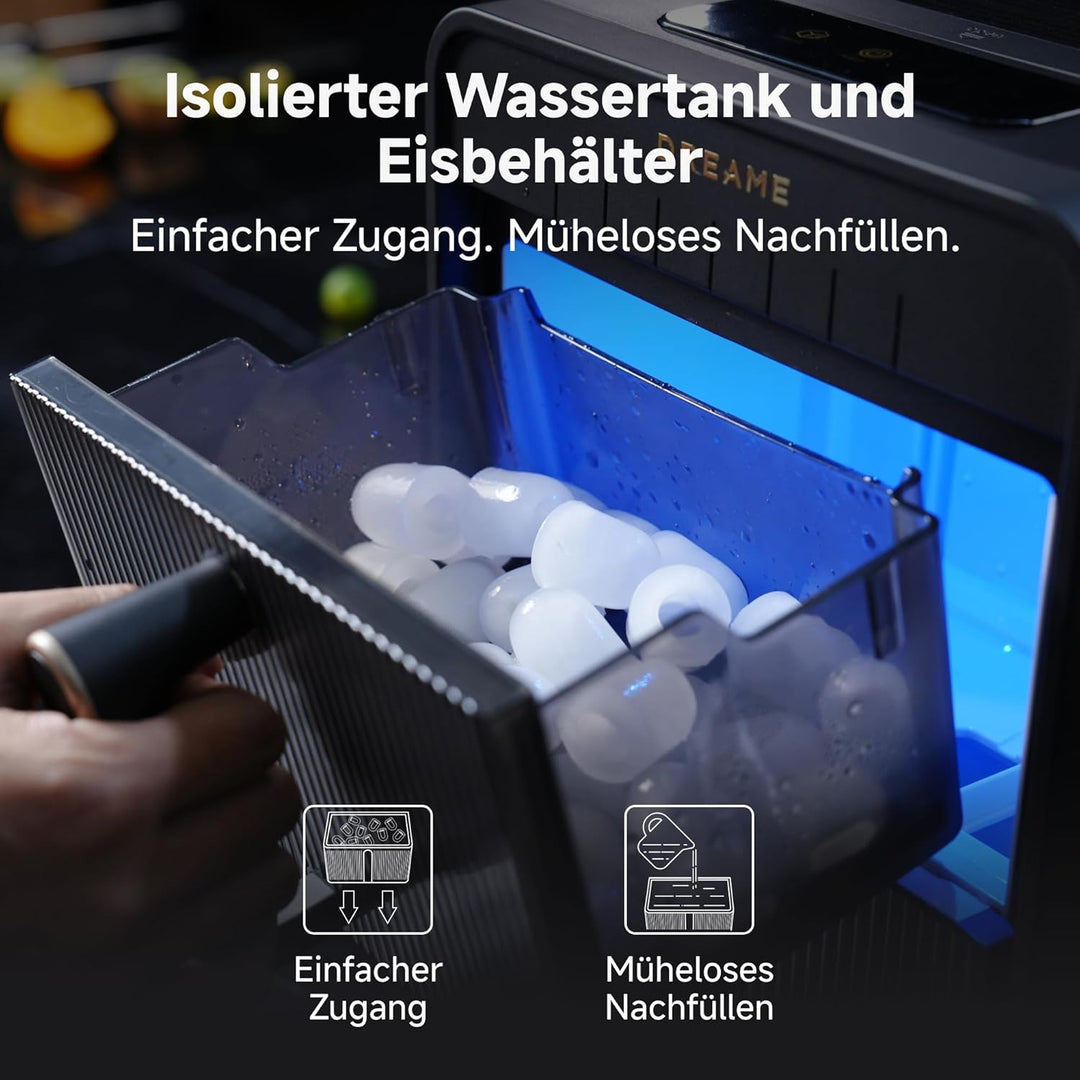 dreame Aura Eiswürfelmaschinen mit 6-Minuten-Schnelleisproduktion, isoliertem Wassertank und Eisbehä