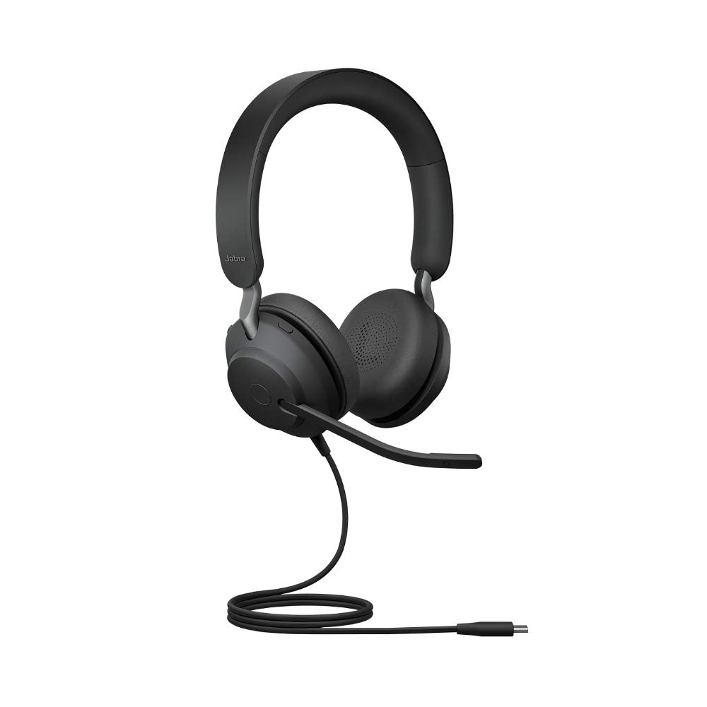 Jabra Evolve2 40 PC Headset – Noise Cancelling UC Certified Stereo Headphones With 3-Microphone Call