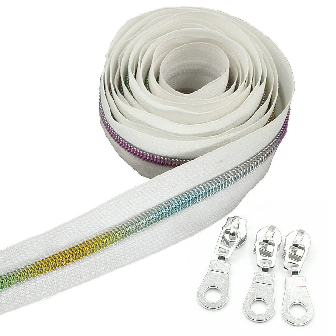 Leekayer 5# Reissverschlüsse Bunte oder goldene Zähne Reissverschluss Zufällig senden 9 m weisses Kl