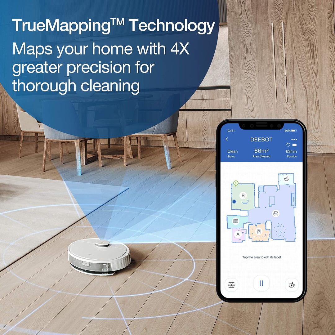 ECOVACS DEEBOT N8 Saugroboter mit Wischfunktion 2300Pa (Präzise dToF Lasernavigation, Teppicherkennu