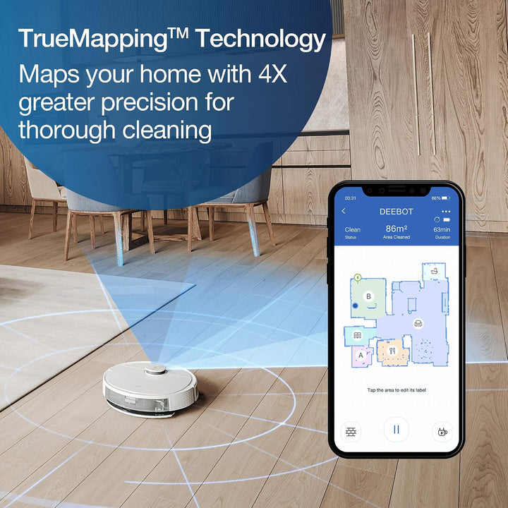 ECOVACS DEEBOT N8 Saugroboter mit Wischfunktion 2300Pa (Präzise dToF Lasernavigation, Teppicherkennu