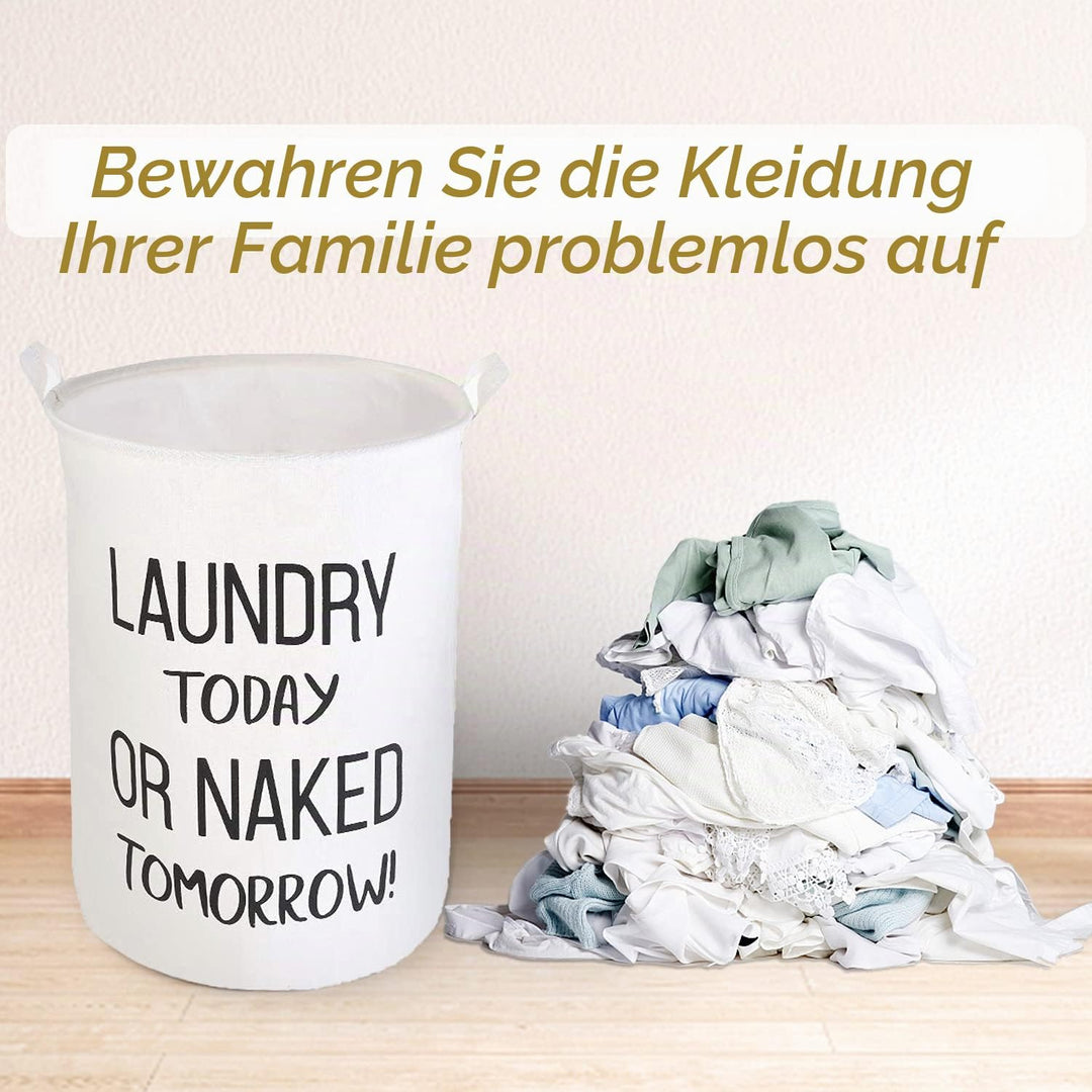 LessMo 17.7" Wäschekorb Lagerung Sorter, Pop-Up Wäschekorb Faltbar, Wasserdichte Runde Baumwolle Lei