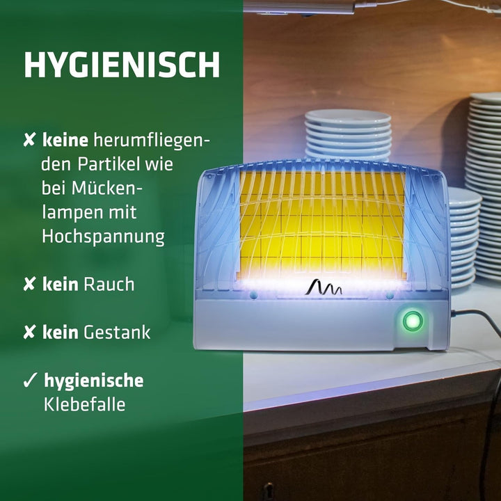 GARDIGO® Gelbfalle mit UV Licht für 70m² I Insektenfalle gegen Mücken, Fliegen I Hygienische Mückenf