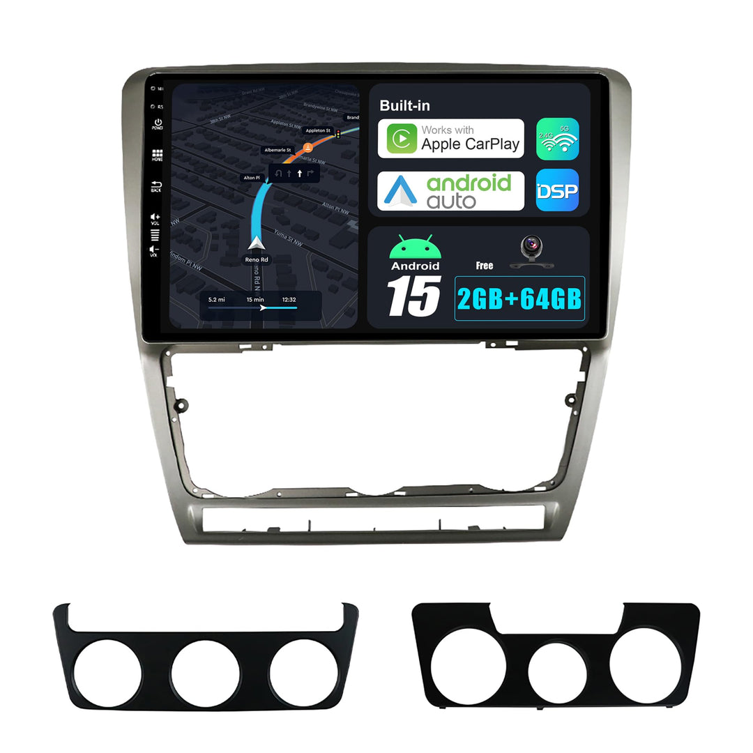 JOYX Android 15 IPS Autoradio Passt für Skoda Octavia (2007-2009) - Eingebautes CarPlay Android Auto