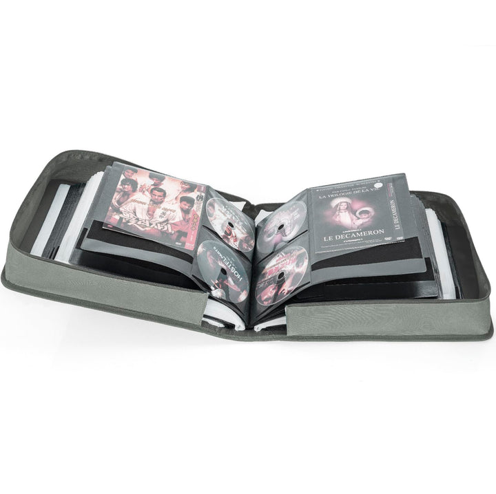 AKOZLIN DVD CD Aufbewahrungsbox mit extra Breiten Titelblättern,tragbarer Binderhalter,Brieftasche,A