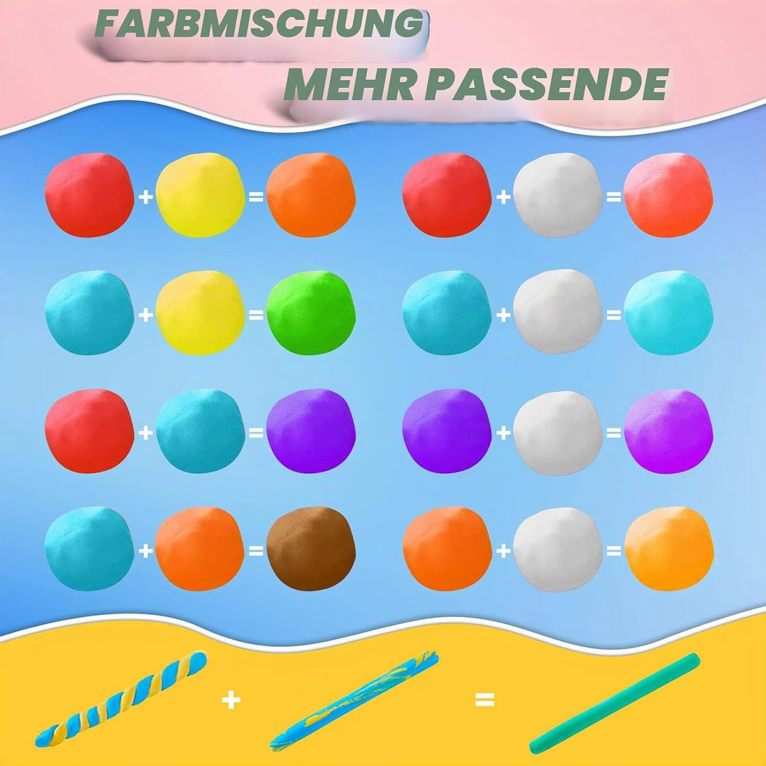 essenson Modelliermasse-Set - 120 Farben Lufttrocknende magische Knete für Kinder, Geschenk für Jung