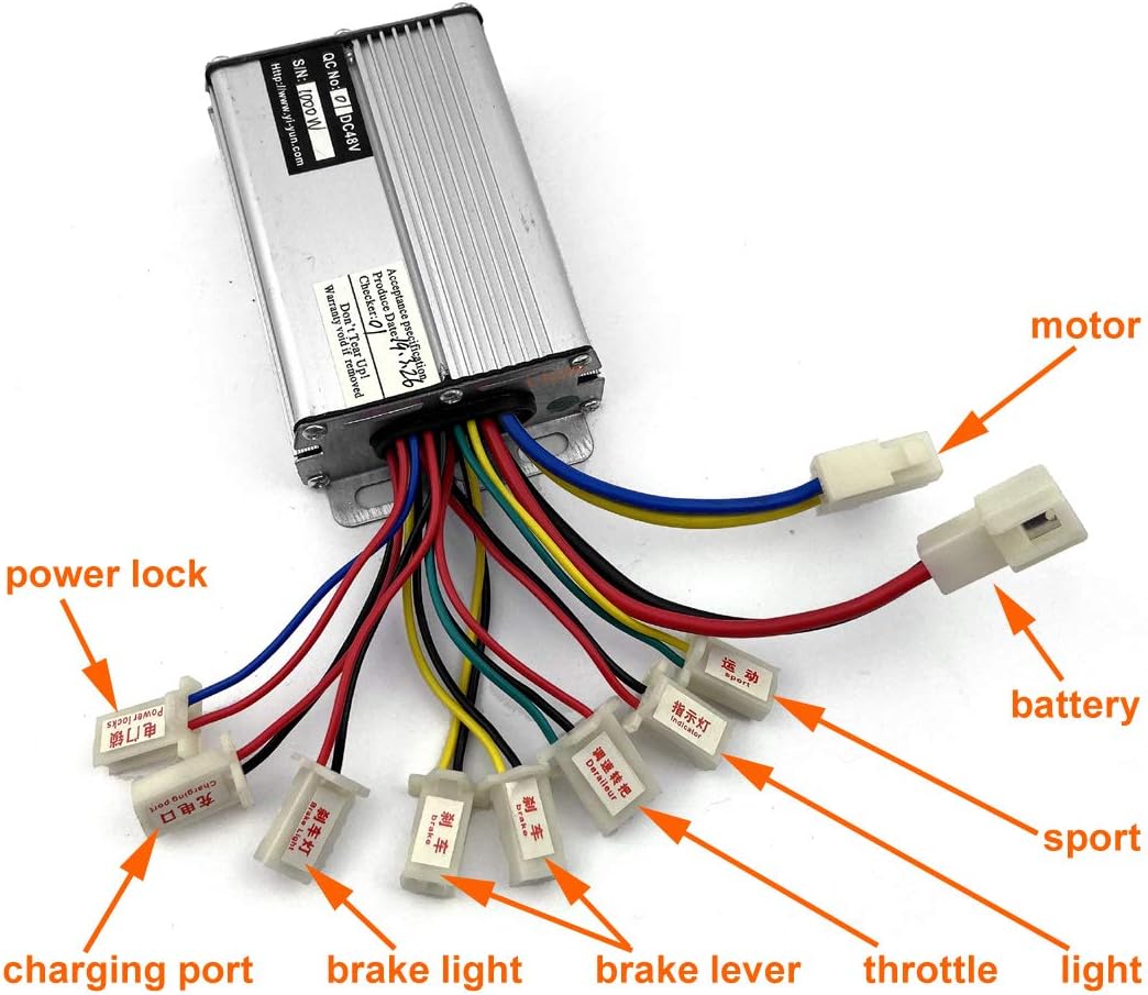 36V 48V 1000W Controller Für gebürsteten DC-Motorroller-Controller mit 30A-Schmelzschutzschalter (36