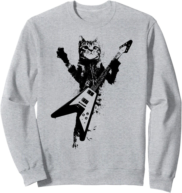 Cat Playing Guitar Sweatshirt