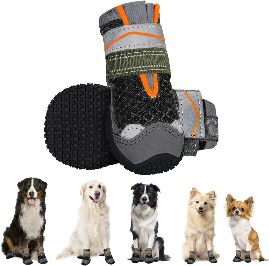 Eyein Hundeschuhe Pfotenschutz, 2 Stück atmungsaktiv Hundeschuhe mit Rutschfester Sohle und reflekti