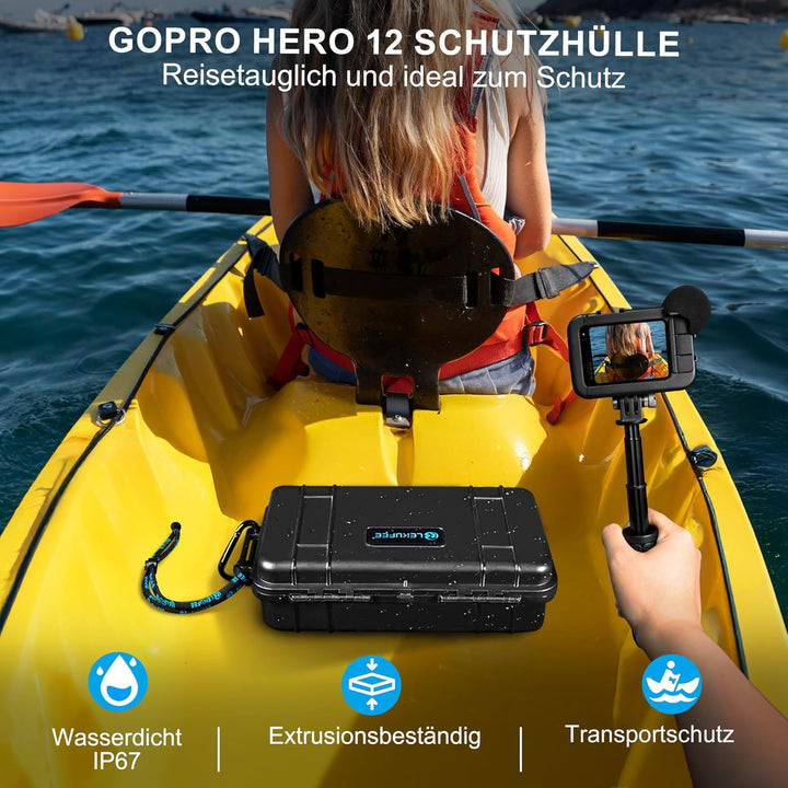Lekufee Reise wasserdichte Tragekoffer für GoPro Hero 13/12/11/10/9,Hero 4K,Media Mod und anderes Zu