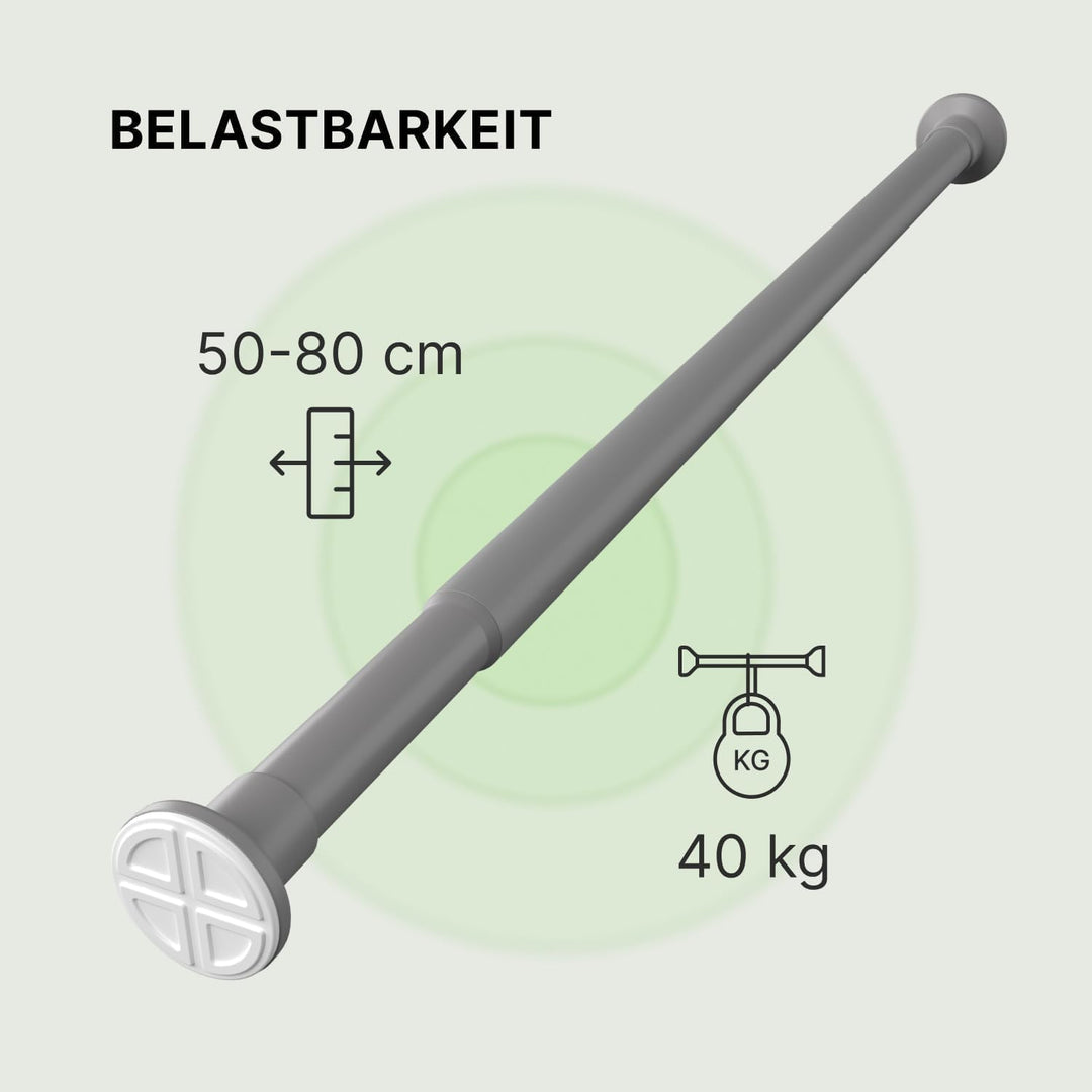 𝐌𝐄𝐈𝐒𝐄𝐍𝐁𝐄𝐑𝐆 Gardinenstange ohne Bohren - Grau Teleskopstange Vorhang | Duschstange, Spannstange (70-1