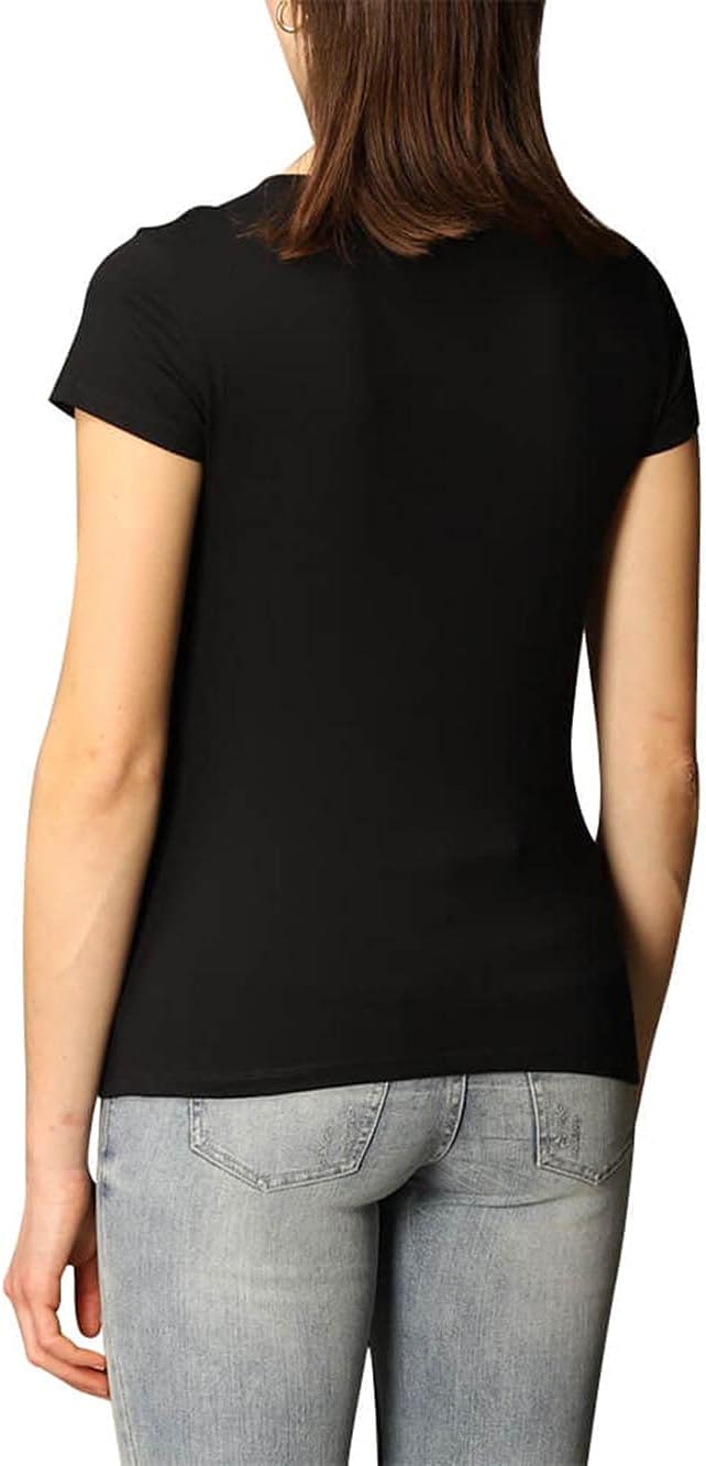 A|X ARMANI EXCHANGE Damen Overlap Logo Scoop T-Shirt, schwarz, Mittel