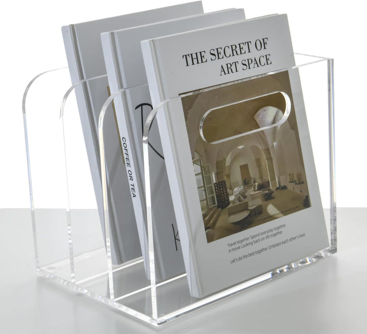 Acryl Stehsammler B5, Zeitschriftenhalter aus Acryl, Aktenmagazinhalter mit 3 Fächer, Schreibtisch-O