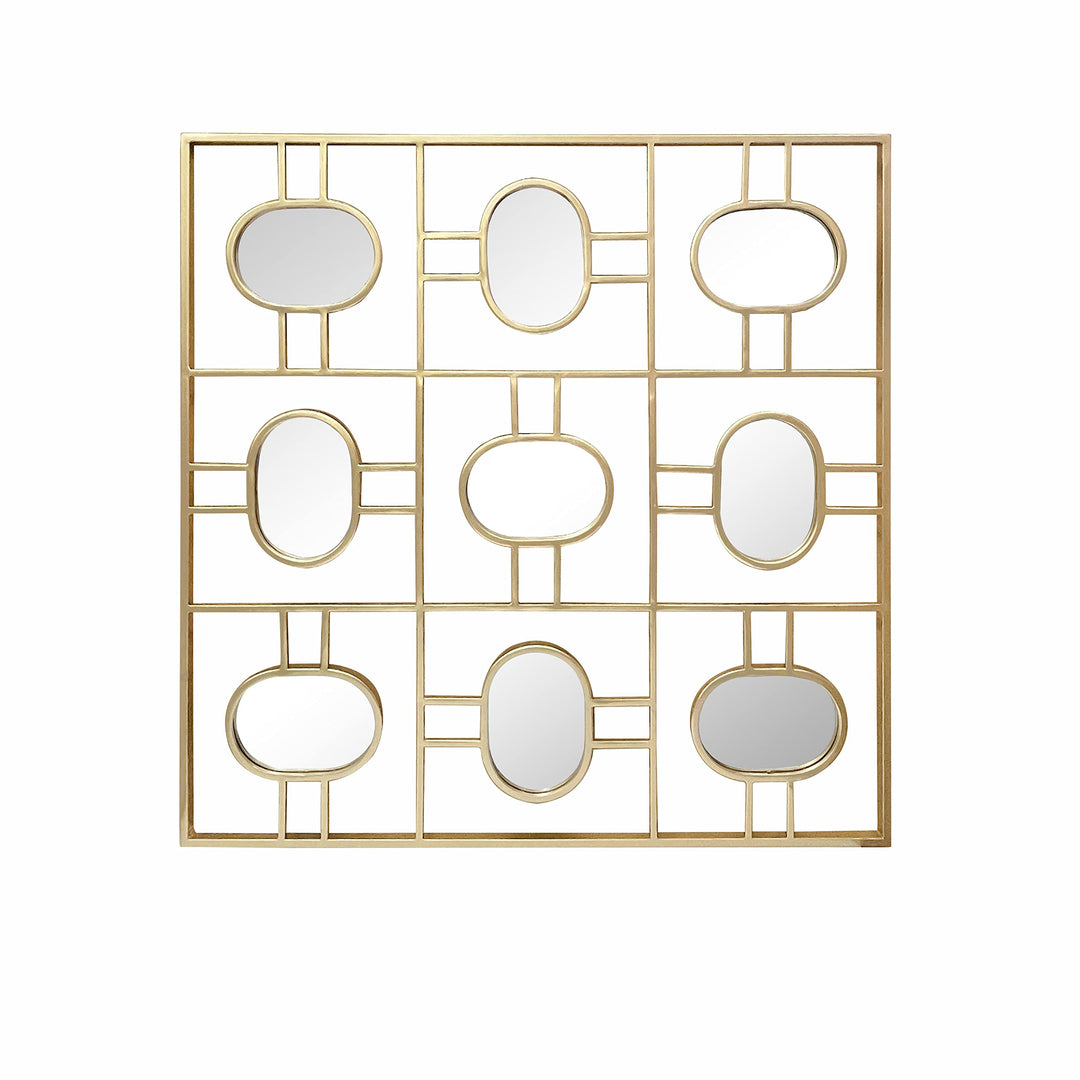 LW Collection Wandspiegel Gold Quadratisch 80x80 cm Metall - grosse Spiegelwand - Industriell - Wohn