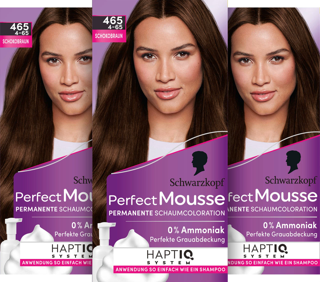 Schwarzkopf Perfect Mousse Permanente Schaumcoloration 465/4-65 Schokobraun (93 ml), Haarfarbe mit p