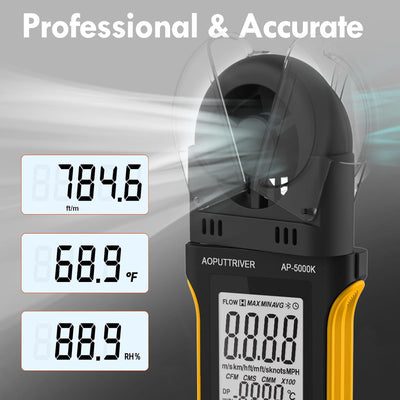 AOPUTTRIVER AP-5000K Windmessgerät Handheld Windmesser mit um 270° drehbarem Detektor und Doppelflüg