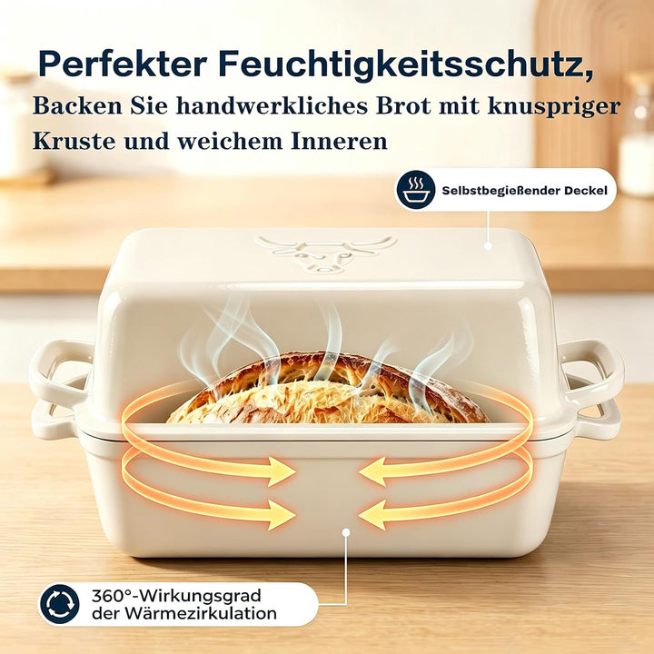Illidan 5.68 L Gusseisen Brotbackform,Brotbacktopf mit Deckel,Gusseisen Topf Brot Backen,Brotformen