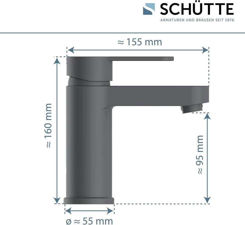 SCHÜTTE Elephant Waschtischarmatur, Elegante Mischbatterie inkl. Ablaufventil fürs Badezimmer, Wasse