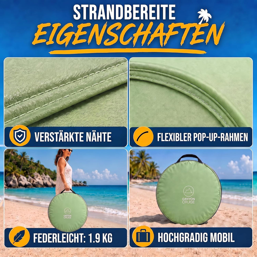 Strandmuschel Pop Up Strand-Zelt Windschutz am Strand Wurfzelt Blitzschnell Selbstaufbauendes Sonnen