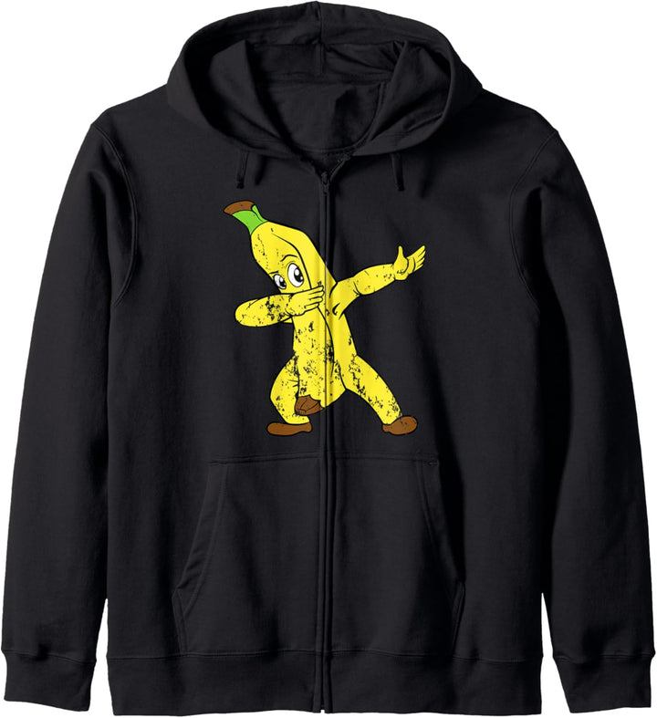 Banane Obst Retro Vintage Grunge Dabbing Dab Veggie Veganer Kapuzenjacke