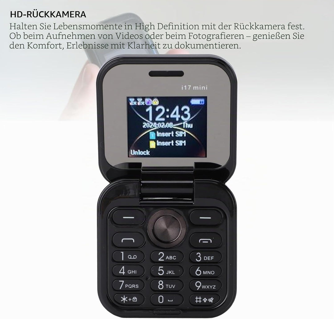 Entsperrtes Klapphandy für Senioren, ältere Menschen, 2G Basic, Einfach zu Bedienendes, Kleinstes Mo