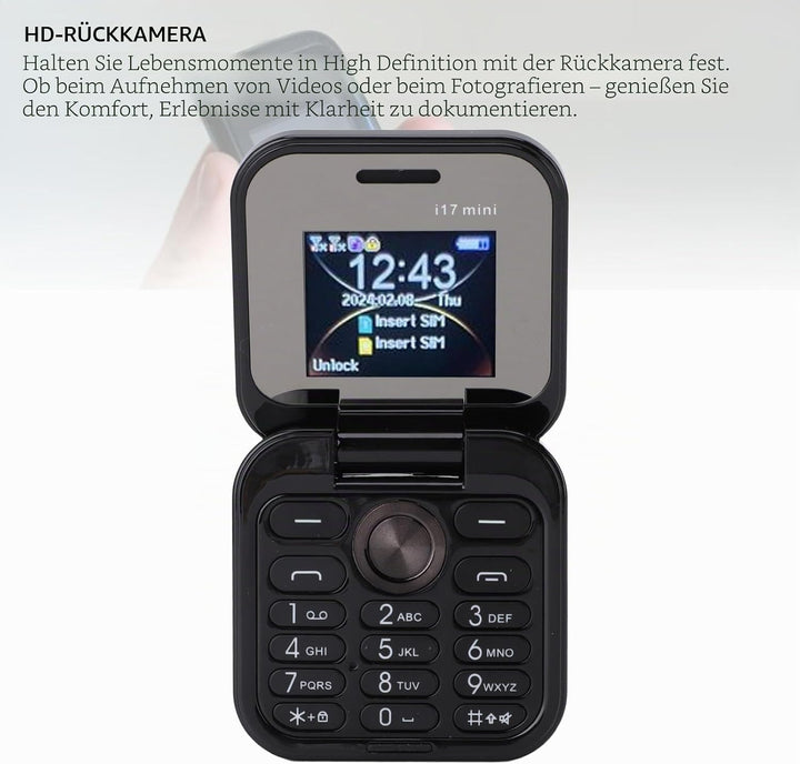 Entsperrtes Klapphandy für Senioren, ältere Menschen, 2G Basic, Einfach zu Bedienendes, Kleinstes Mo