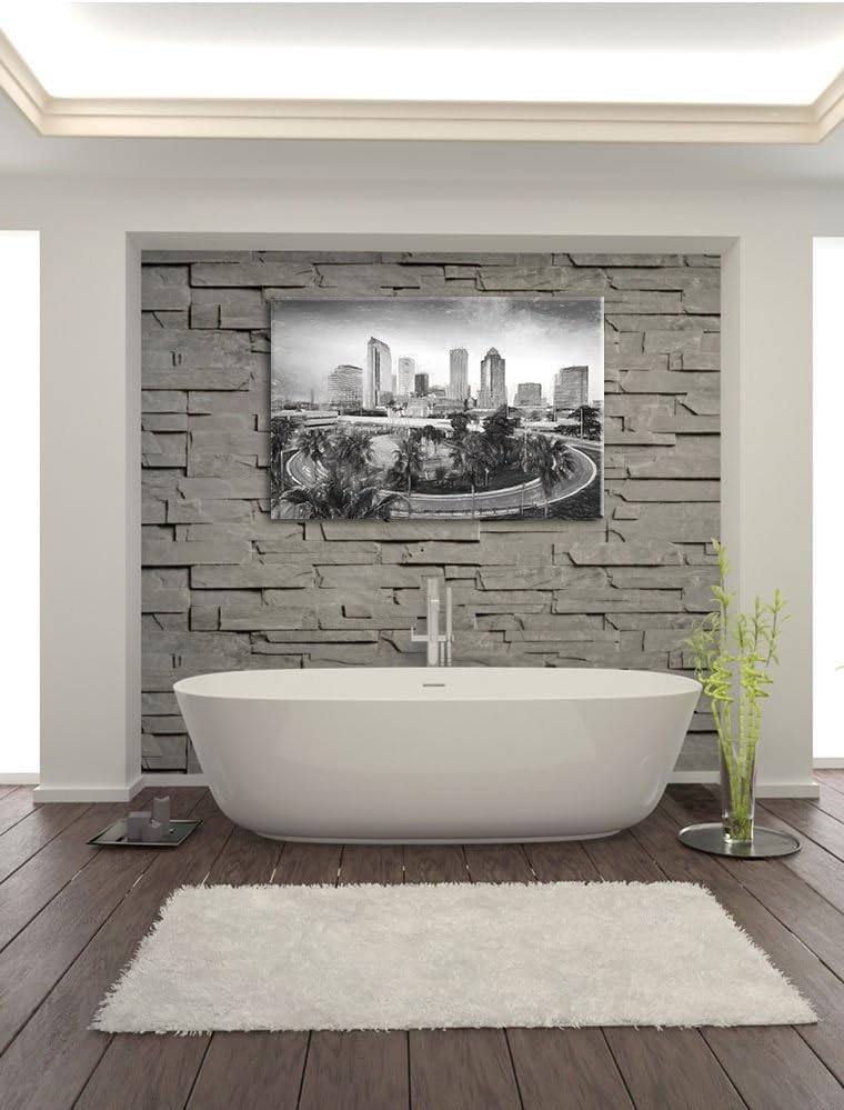 Pixxprint Skyline in den USA Kunst als Leinwandbild/Grösse: 100x70 / Wandbild/Kunstdruck/fertig besp