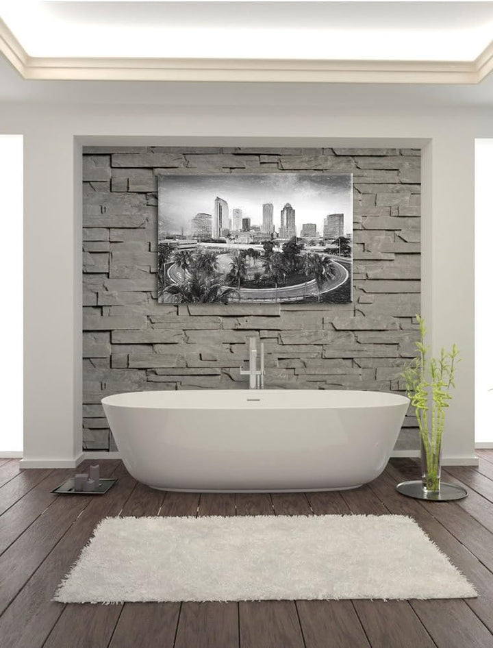 Pixxprint Skyline in den USA Kunst als Leinwandbild/Grösse: 100x70 / Wandbild/Kunstdruck/fertig besp