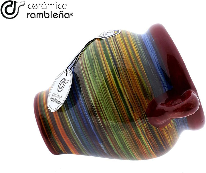 CERÁMICA RAMBLEÑA | Hängetöpfe Orza | Wandtöpfe | Regenbogen Wandtopf - Modell D95 | 100% Handdekori