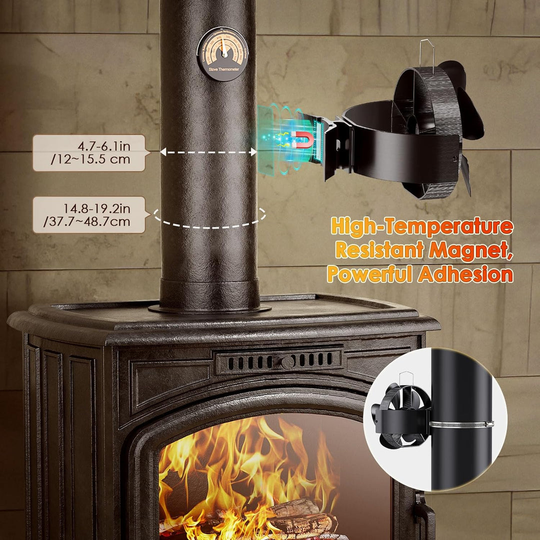 Yontwe Kaminventilator 3 IN 1 Magnetisch 180° Rotation 5 Klingen Leiser Kamin Ventilator Ofenventila