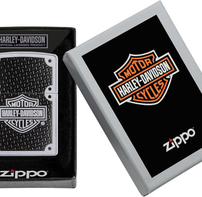 Zippo 24025 Feuerzeug 60001201 H-D Carbon Fibre Benzinfeuerzeug,Messing,SatinChrome,1x3,5x5,5cm