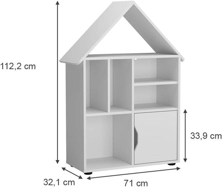 Vicco Kinderregal Weiss Estell - 71x112x32 cm hergestellt aus Spanplatte - Bücherregal ideal fürs Ki