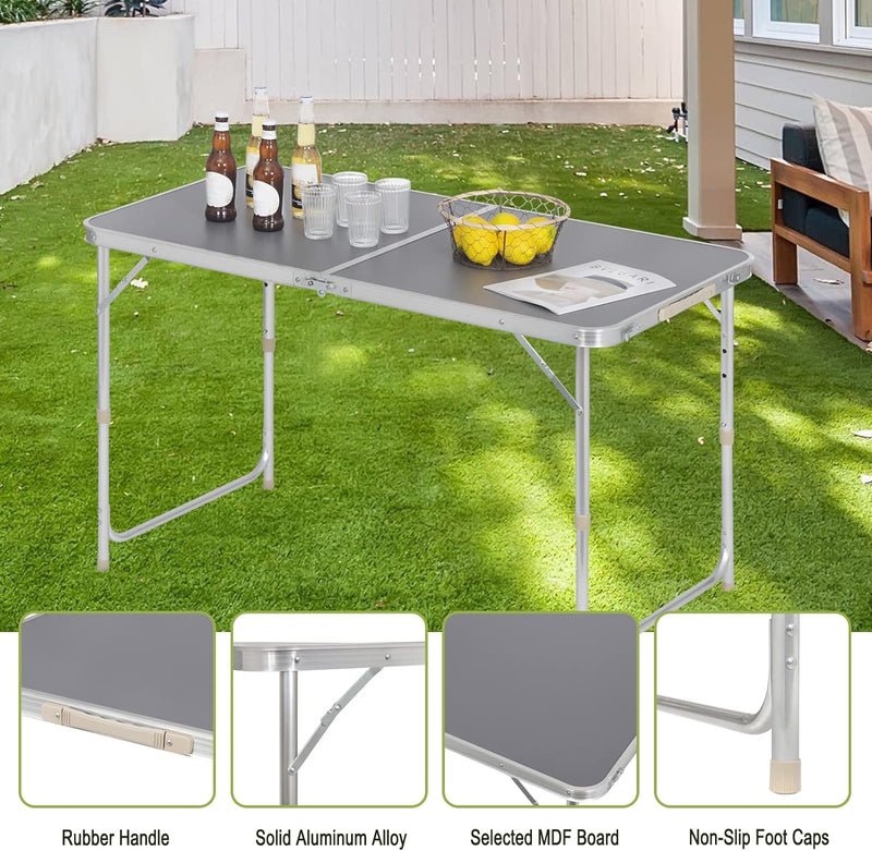 WOLTU Campingtisch Klapptisch Gartentisch Arbeitstisch Balkontisch höhenverstellbar Aluminium MDF Gr