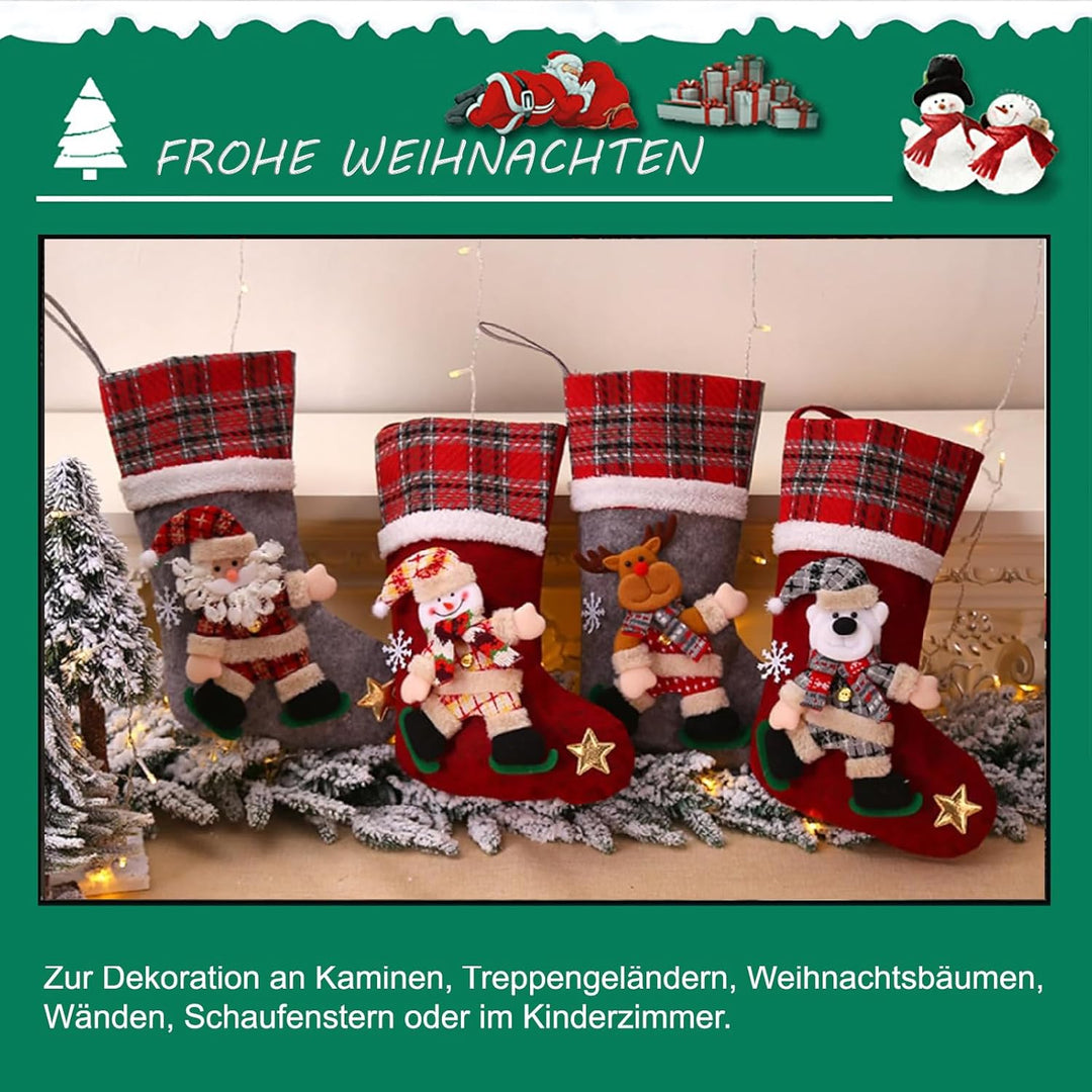 Weihnachtsstrumpf mit 4er, Grosse Nikolausstrumpf Kreative Puppe Weihnachtsstrümpfe Nikolausstiefel