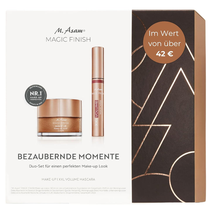 M. Asam Magic Finish Geschenkset – Volume Mascara (10ml) & Make Up Mousse Classic (30ml), 4-in-1 Mak