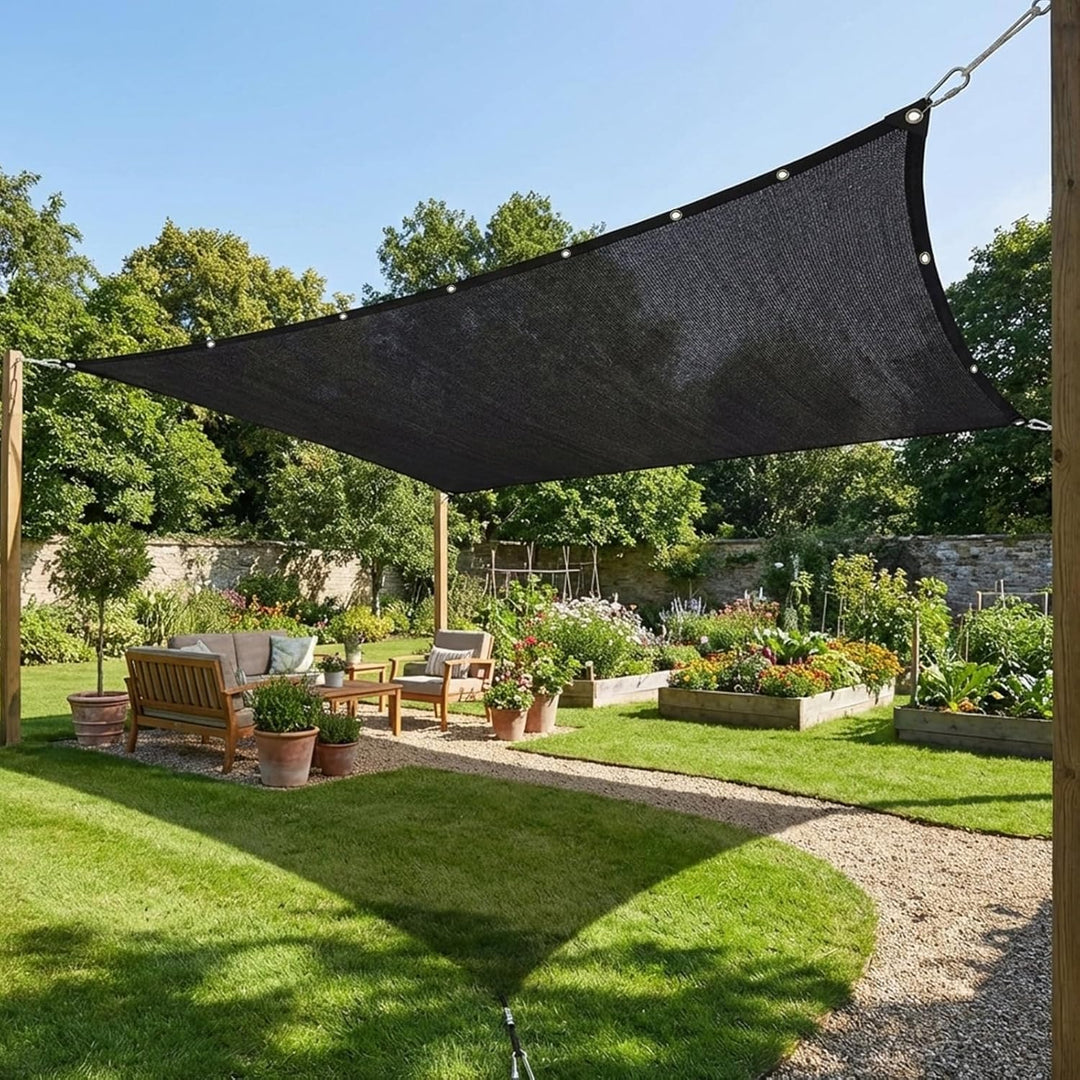 HDPE Schattennetz 80% UV Sonnenschutz mit Ösen 2×4m | UV-beständiges HDPE-Sonnensegel, atm., langl.,