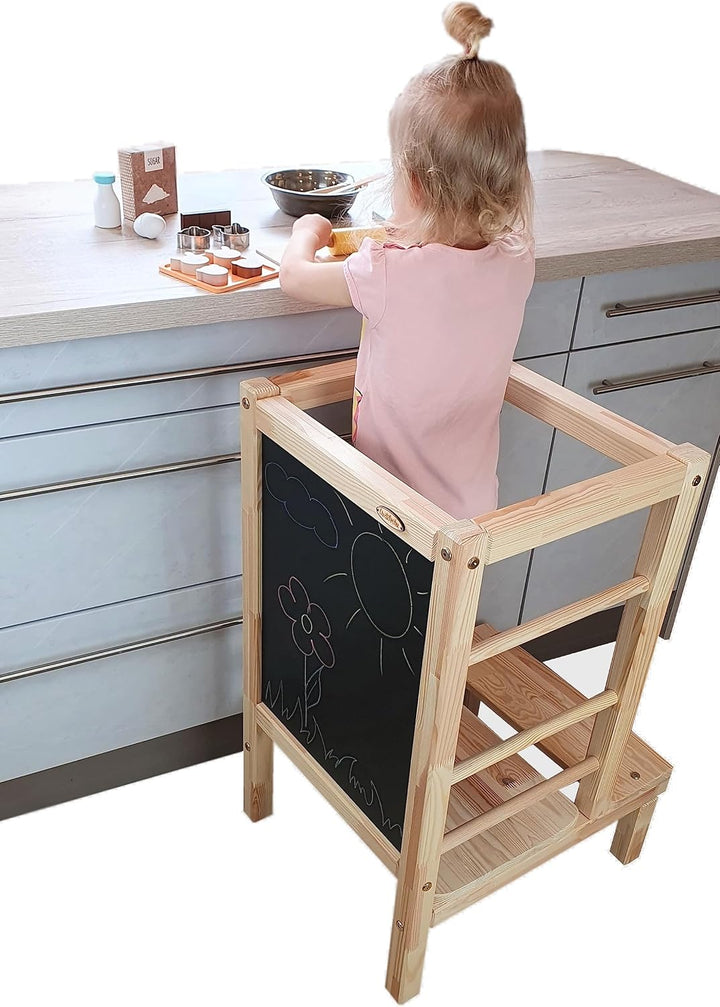 Lernturm Holz, Küchenhelfer für Kinder, Tritthocker Kinder, Trittschemel, Learning Tower, Höhenverst