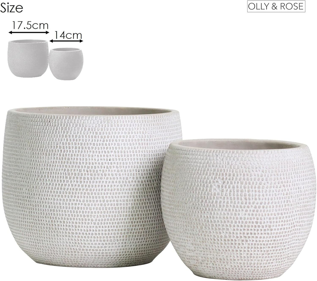 Olly & Rose Barcelona Keramik-Blumentopf-Set 2 – Pflanzgefässe für drinnen und draussen (weiss), Wei