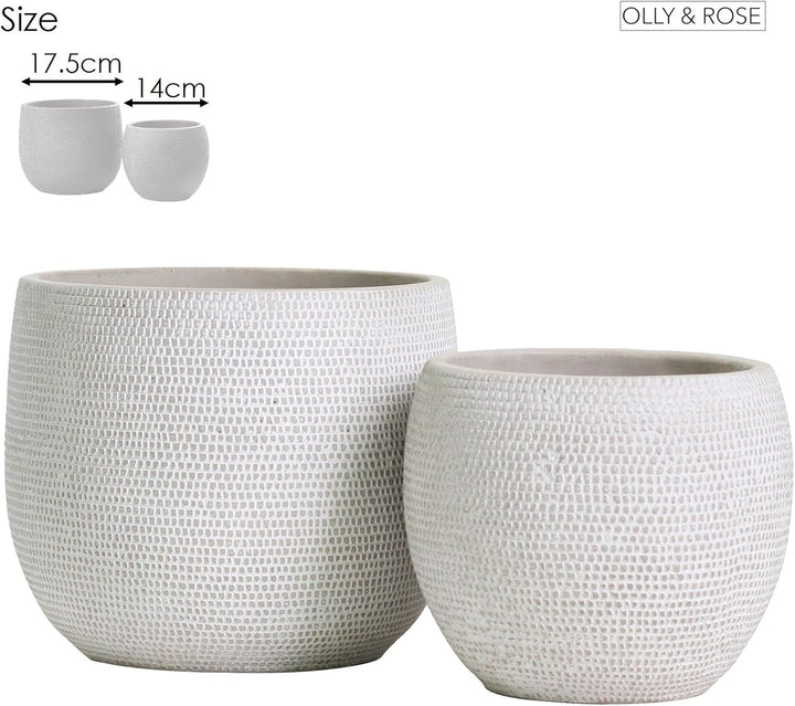 Olly & Rose Barcelona Keramik-Blumentopf-Set 2 – Pflanzgefässe für drinnen und draussen (weiss), Wei