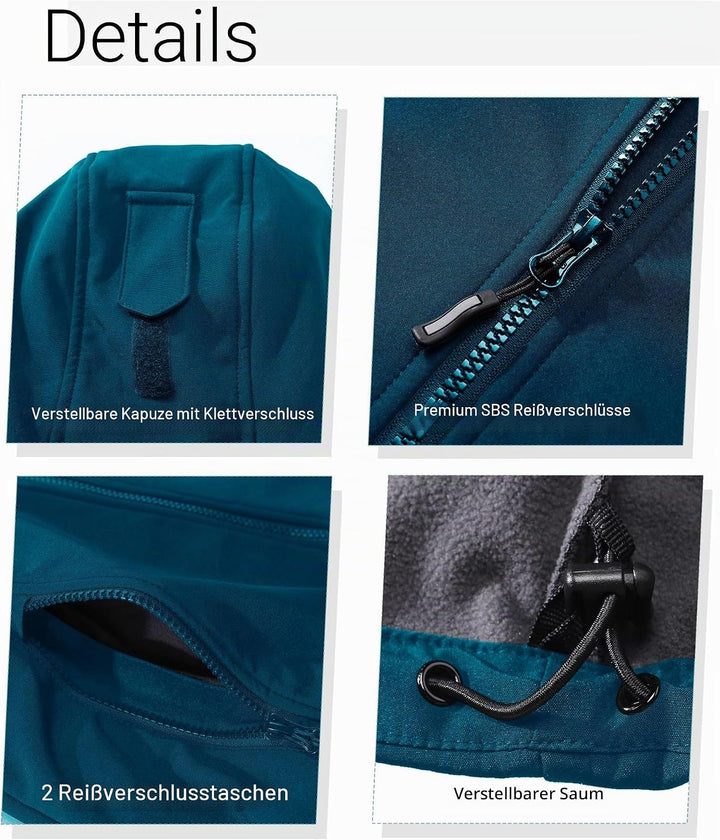 Outdoor Ventures Damen Softshelljacke Kurze Gefütterte Funktionsjacke Wasserdichte Übergangsjacke mi