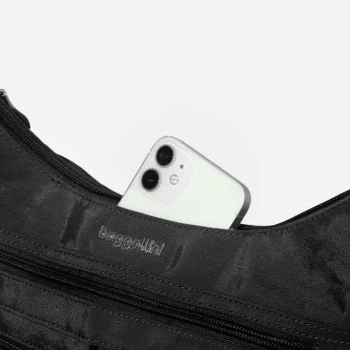 Baggallini Moderne Everywhere Bag - Hobo Crossbody Taschen für Damen mit RFID Geldbörse Schwarze Gep