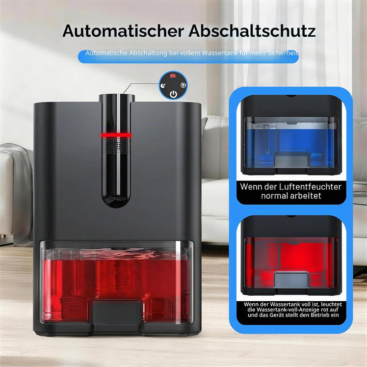 Luftentfeuchter, 2500ML Luftentfeuchter Elektrisch Leise Raumluftentfeuchter mit Ablaufschlauch, Aut
