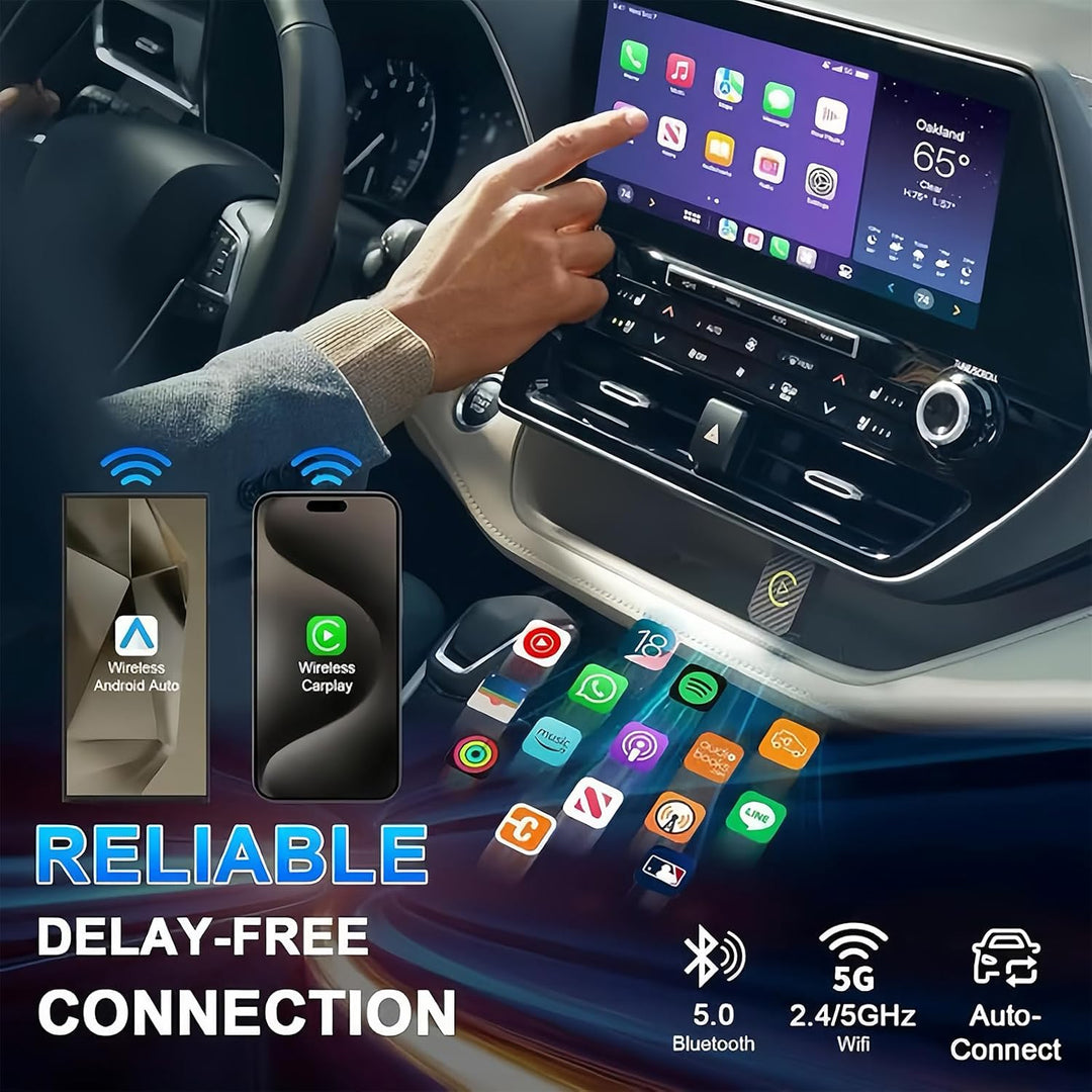 Wireless Carplay Adapter, 2025 Upgrade Wireless Android Auto Adapter,2 in 1 Kabelloses Carplay Auto
