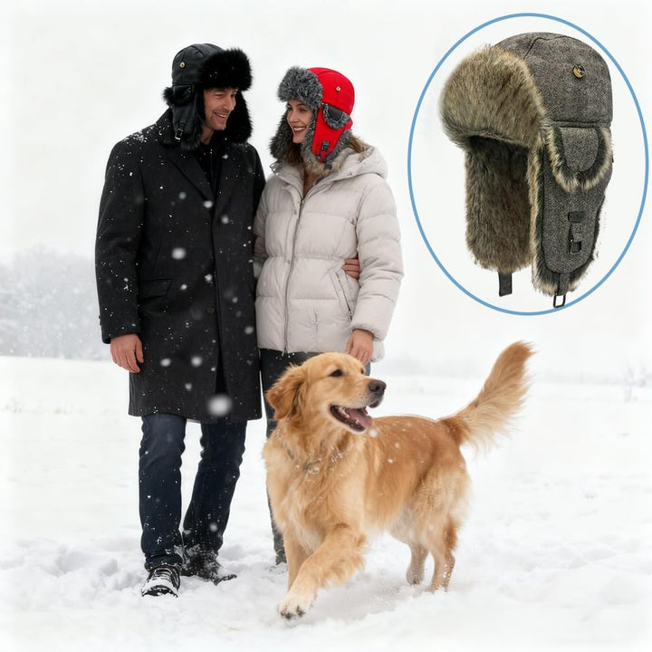 Unisex Fliegermütze Rib Wolle Bomber Aviator Pilot Hat Faux Fellmütze Winter Russische Mütze Herren