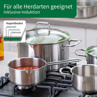 FACKELMANN Chefkoch Topf Ø24 cm München aus Edelstahl – Hochwertiger Kochtopf Ausschüttfunktion – Fü