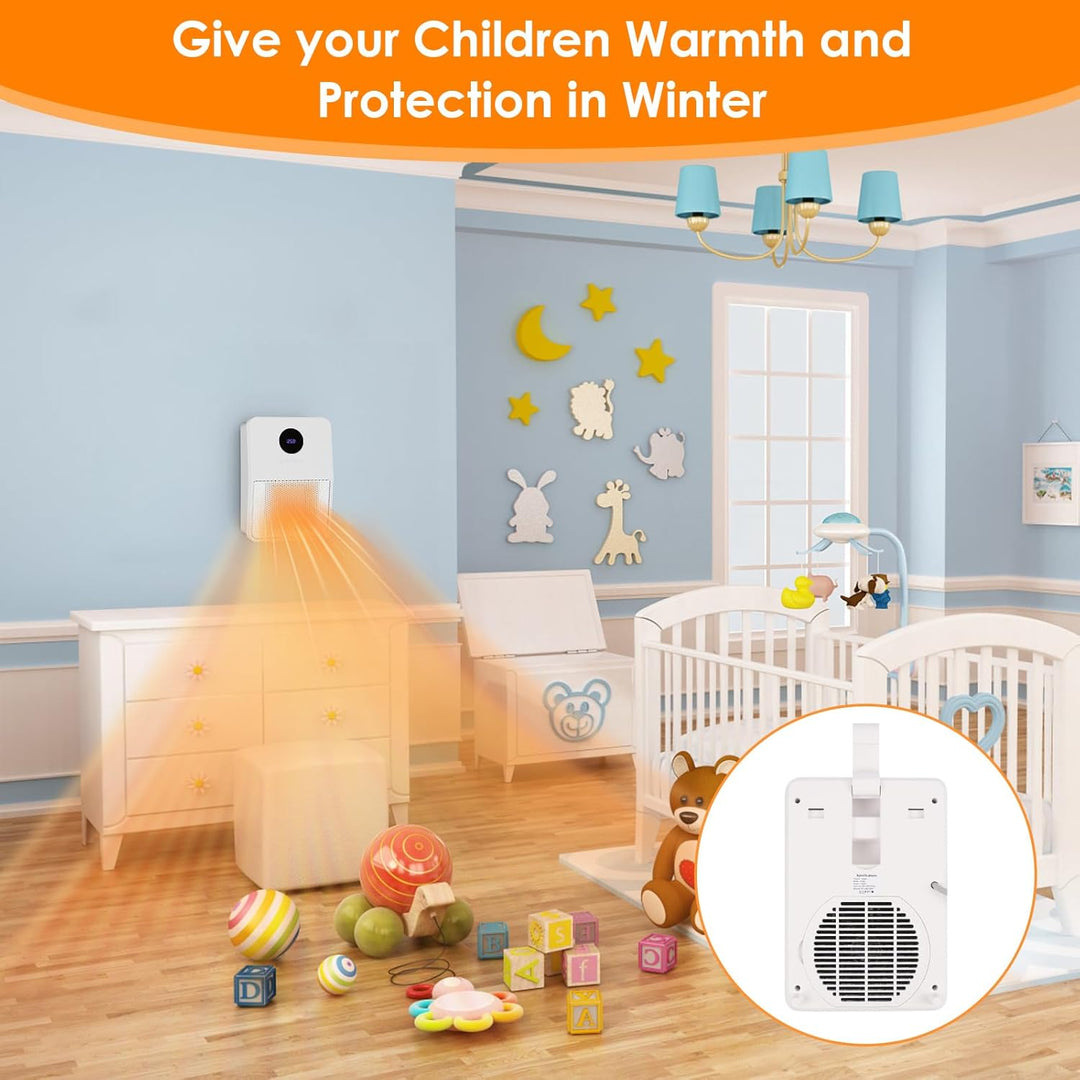 Dreamhigh® Keramik-Heizlüfter 1500W, Wandmontiert, Fernbedienung, 3 Temperatureinstellungen, Haken o