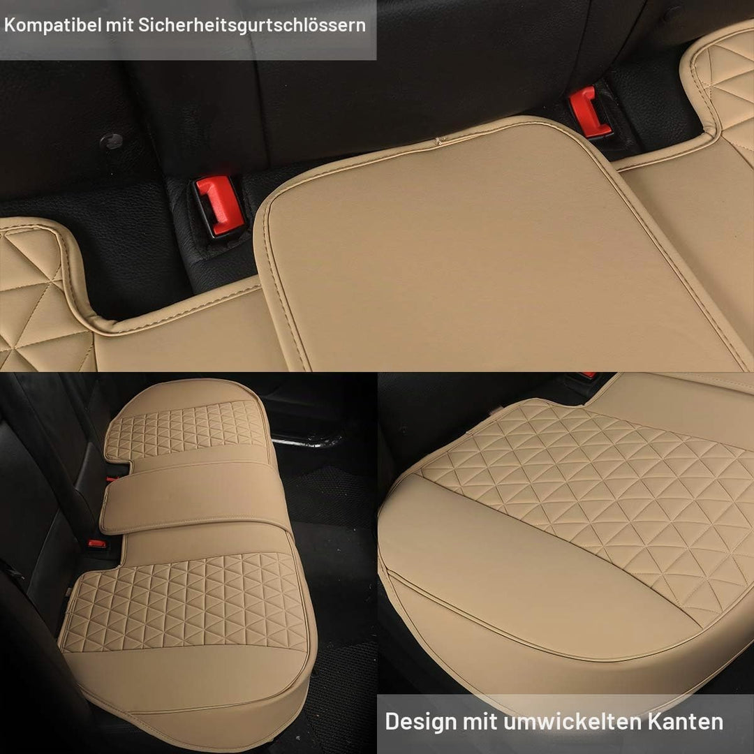 Black Panther PU-Leder Sitzauflage Rückbank Auto, passend für 90% Aller 4-türigen Autos, dreieckig g
