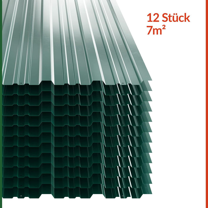 DEUBA® 12x Trapezblech 129cm x 46cm = 7m² verzinkt Profilblech Dachblech Wellblech Dachplatten Gerät