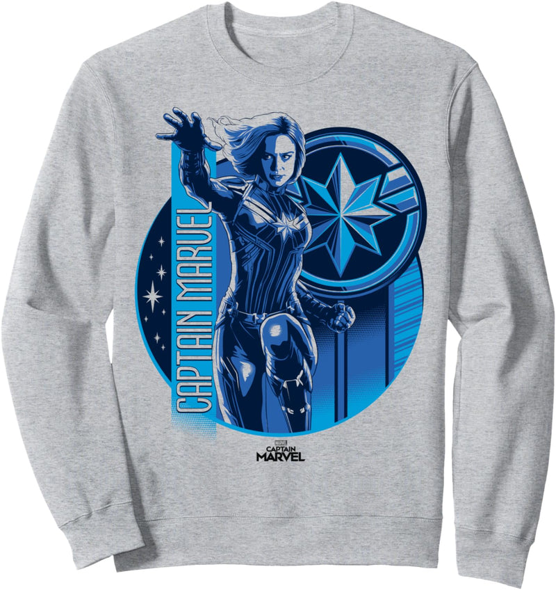 Captain Marvel Blue Hue Logo Portrait Sweatshirt